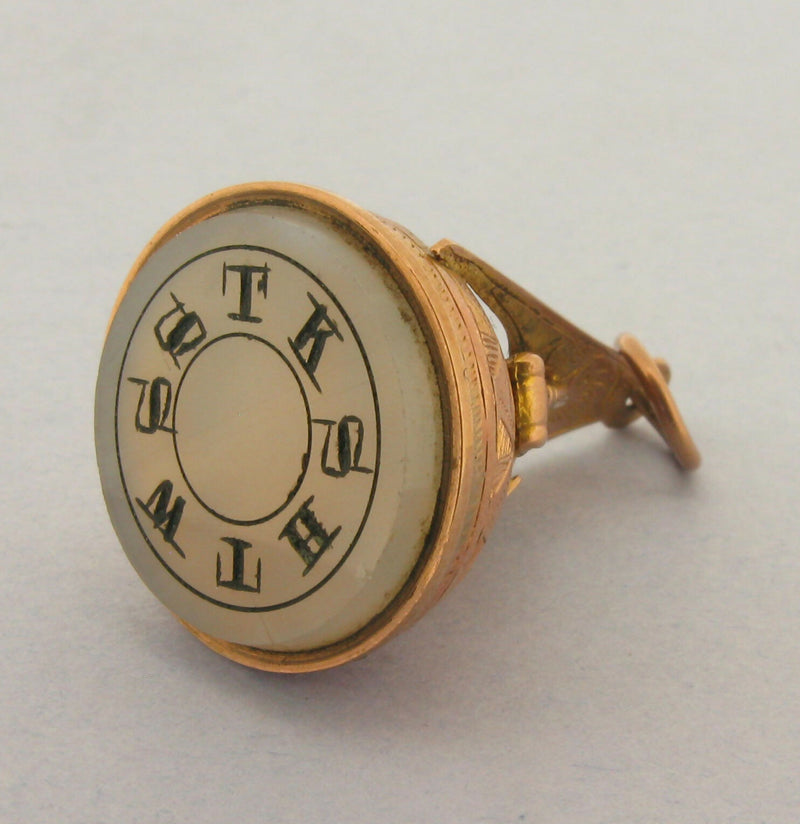 Antique Masonic Carved Chalcedony 9ct Gold Seal Fob Chester 1919