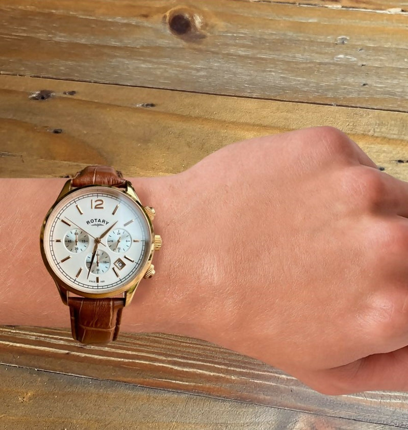 Mens Rotary Chronograph GS00666/06 – White Dial | Original Leather Strap