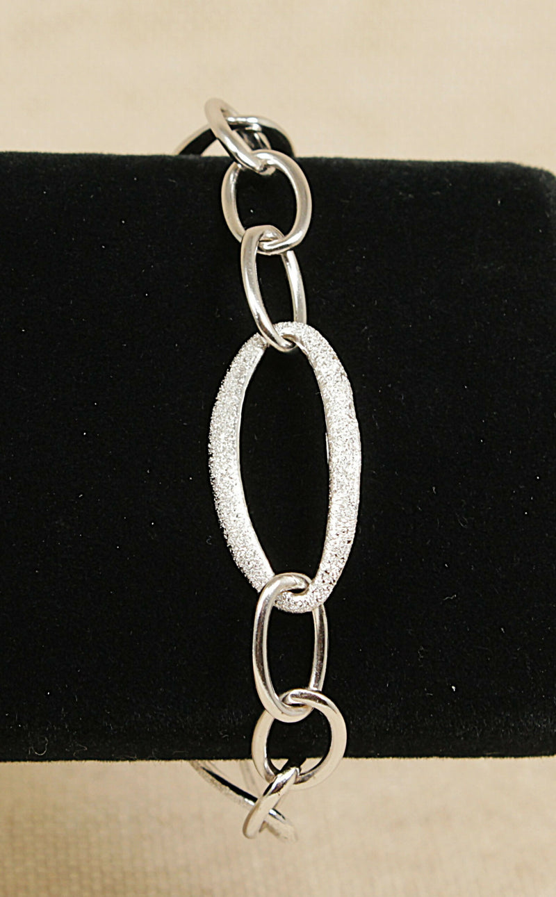 Silver Italian Designer Hoop Link Bracelet