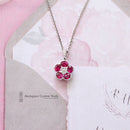 18ct White Gold Ruby & Diamond Petal Cluster Pendant