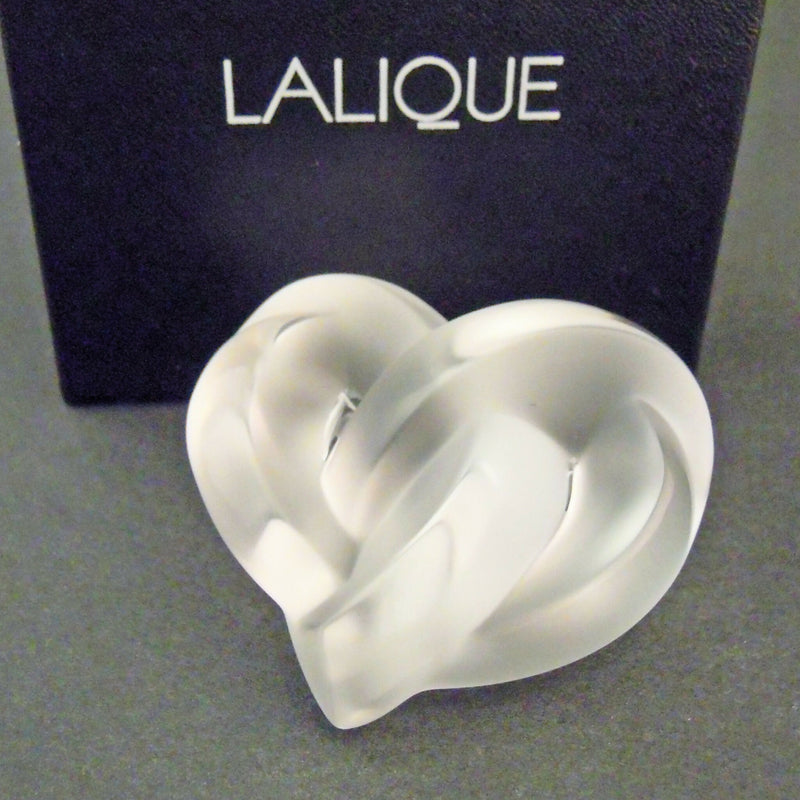 New Lalique: Clear glass heart paperweight