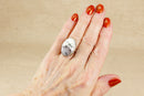 Large Silver & Moss Agate Statement Ring