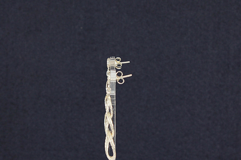 Silver Triple Hoop Dropper Earrings