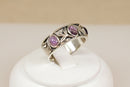 Stylish Sterling Silver & Amethyst Studio Art Nouveau Style Band Ring