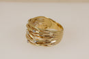Amazing 9ct Gold & Diamond ‘Brutalist’ Style Statement Ring – Size W