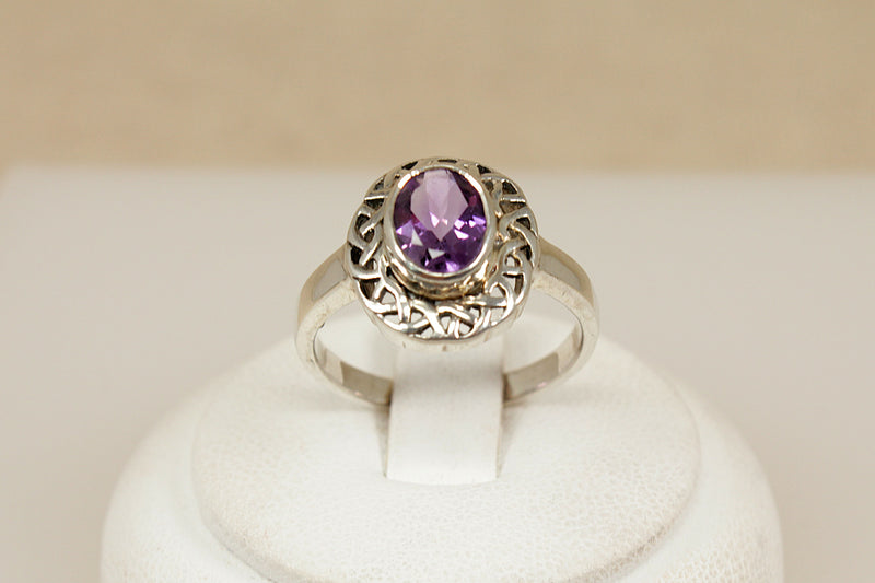 Silver & Amethyst Celtic Knot Ring