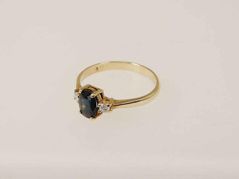 9ct Gold Sapphire and Diamond Trilogy Ring