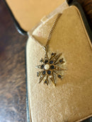 Victorian c1880 9ct Gold Burmese Sapphire & Seed Pearl 12 Point Star 6.5g Pendant
