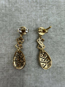 Vintage Gold on Silver Diamond Set Drop Earrings