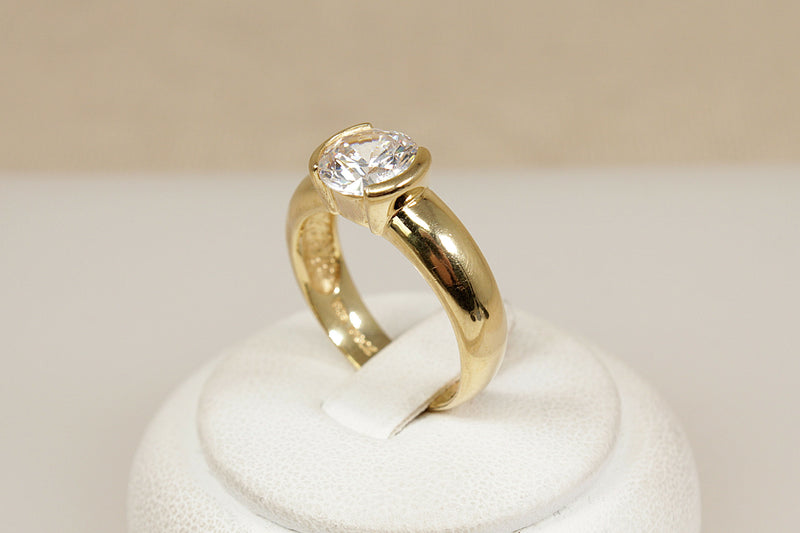 A Bold Silver Gilt & CZ Ring