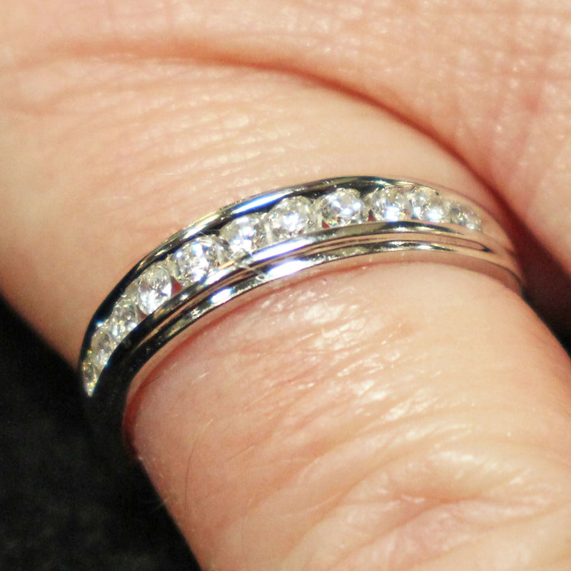 18ct white gold diamond half eternity ring