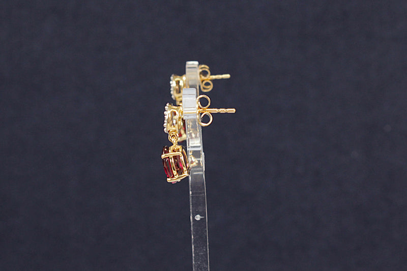 10ct Gold Rhodolite Garnet & Diamond Earrings