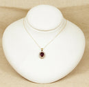 9ct Gold Almandine Garnet & White Topaz Pendant & Chain