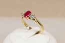 Stunning & Classic 18ct Gold Ruby & Diamond Trilogy Ring – Birmingham 2000