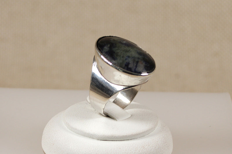 Silver and Black Agate Statement Ring