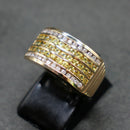 14ct yellow sapphire and diamond cluster ring