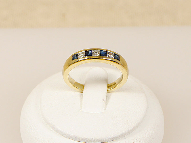 9ct Gold Sapphire & Diamond Band Ring