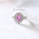 18ct White Gold Pink Sapphire & Diamond Cluster Ring