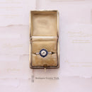 Art Deco Style 18ct White Gold Sapphire & Diamond Ring 0.66ct