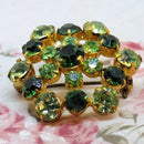 Vintage Gold Tone Green Brooch