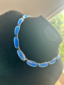 Modern Mid Century 1955 Norway David Anderson Sterling Silver Electric Blue Enamel Necklace