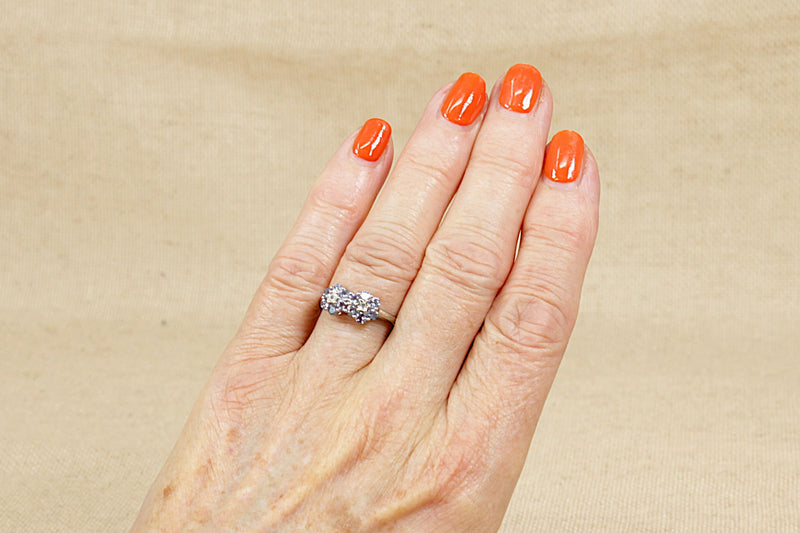 Silver, Blue Iolite & Diamond ‘Daisy’ Duo Ring