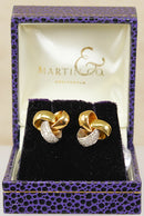 Beautiful Martin & Co. 18ct Gold Three-Tone Diamond Knot Earrings
