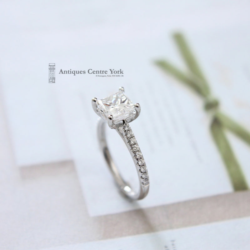 Platinum Certified Princess Cut Diamond Solitaire 1.53cts