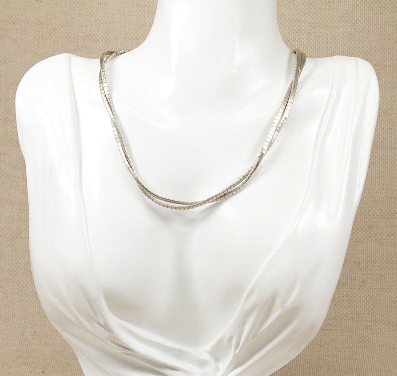 Silver Double Strand Snake Necklace Chain