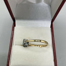 9ct Gold, Aquamarine and Diamond Ring