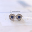 18ct White Gold Sapphire & Diamond Cluster Earrings