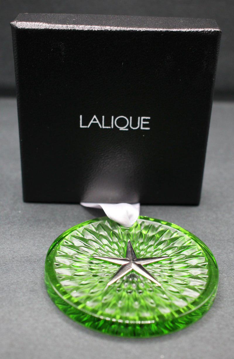 New-Lalique-2023-Green-crystal-Plumes-Christmas-ornament-23L012b