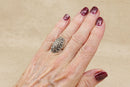 Art Deco Sterling Silver & Marcasite Statement Ring – Stamped SILVER