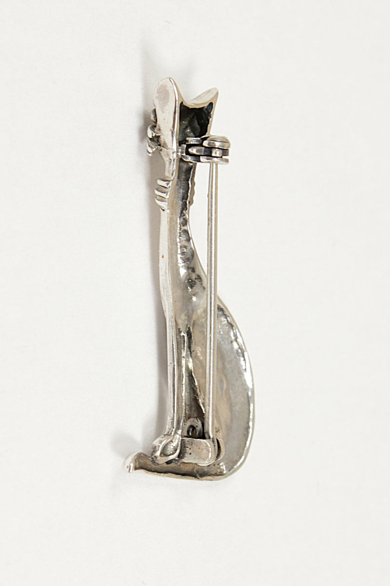 Silver Siamese Cat Brooch