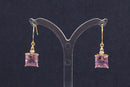 10ct Gold Amethyst Square Earrings