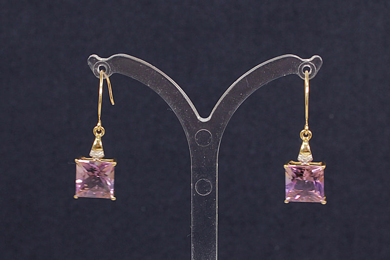 10ct Gold Amethyst Square Earrings