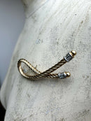 Vintage Grosse (Dior Designer) Gold Plate Rope Style Brooch with Baguettes