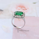 18ct White Gold Emerald & Diamond Cluster Ring