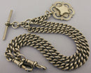 Heavy Antique Solid Silver Double Albert Watch Chain & Fob 16½ inch 1916