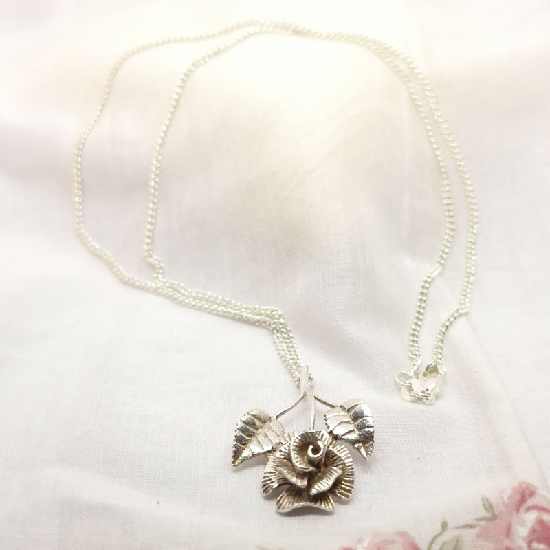 Silver Rose Pendant on 22" Chain