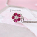 18ct White Gold Ruby & Diamond Petal Cluster Pendant