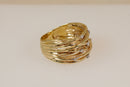 Amazing 9ct Gold & Diamond ‘Brutalist’ Style Statement Ring – Size W