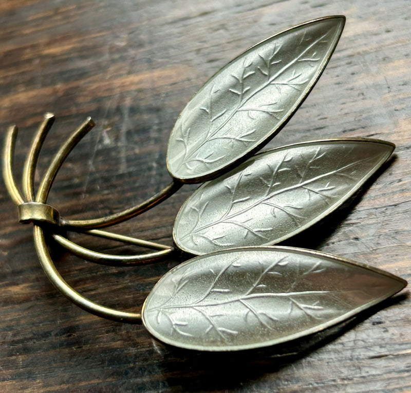 Modern Mid Century Norwegian Ivar T Holmsen Sterling Silver Snowdrop White Enamel Brooch