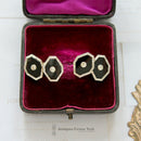 Edwardian 18ct Gold, Platinum, Black Onyx & Diamond Cufflinks