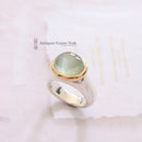 Heavy Silver & Gold Moonstone Ring