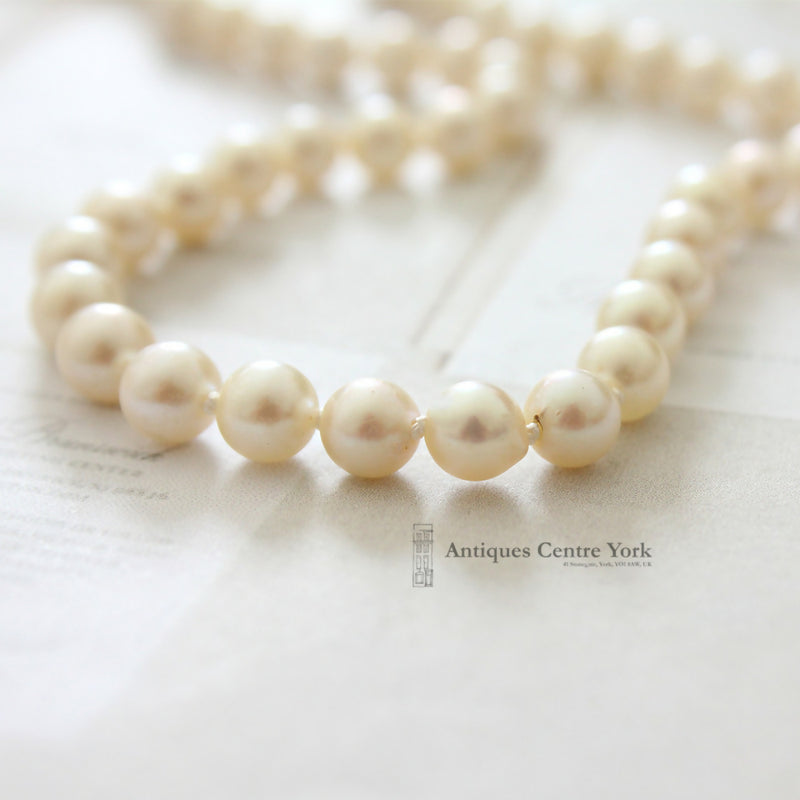 22" 7mm Cultured Pearl Necklace on Silver & Pearl Clasp