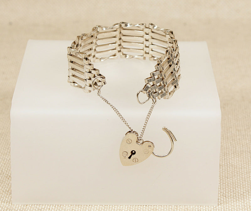 Vintage Silver Large Silver Classic ‘Gate’ Bracelet with Padlock