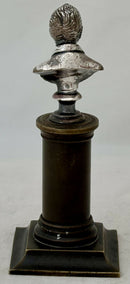 The Duke of Wellington, 19th Century Silver Plated Bust on a Brass Column.