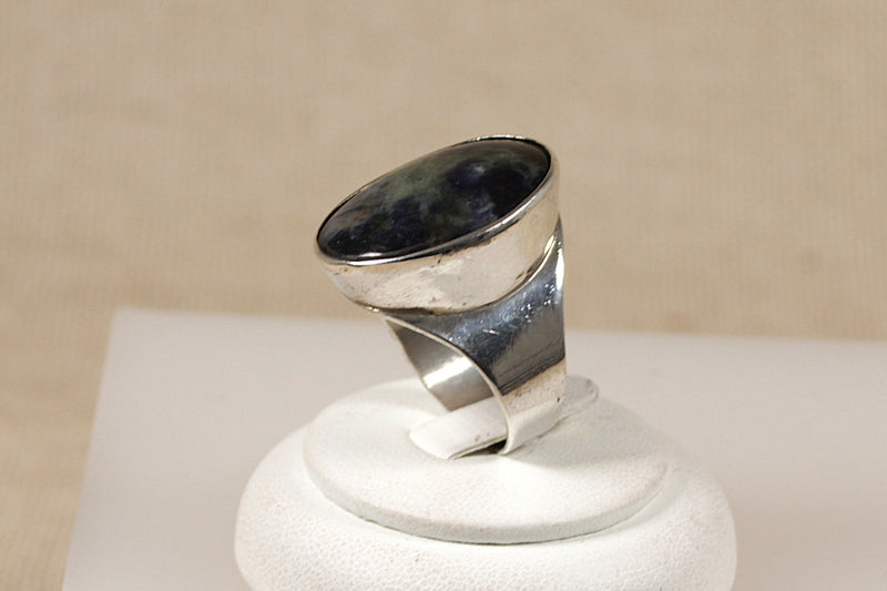 Silver and Black Agate Statement Ring