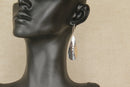 Silver Hammered Design Dropper Earrings